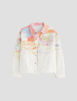 Haylee Jacket Color Wave Orange Art Project Oversized Trucker Jacket WOMENS TOPS Photo 1