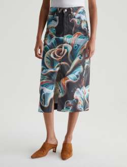 Ava Skirt Porcelain Rose Art Project High-Rise Midi Skirt WOMENS BOTTOMS Photo 2