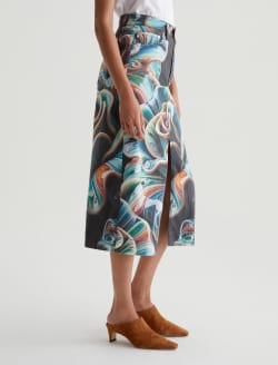 Ava Skirt Porcelain Rose Art Project High-Rise Midi Skirt WOMENS BOTTOMS Photo 4