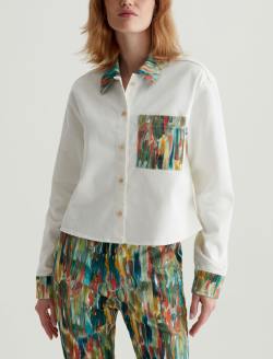 Aubrey Shirt Julien Green Multi/Julien Mix Art Project Relaxed Fit Button Up Crop WOMENS TOPS Photo 2