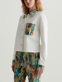 Aubrey Shirt Julien Green Multi/Julien Mix Art Project Relaxed Fit Button Up Crop WOMENS TOPS Photo 4
