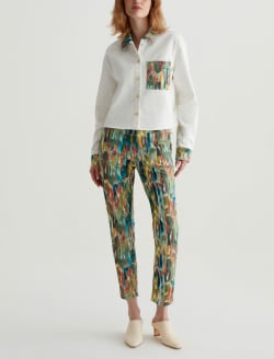 Aubrey Shirt Julien Green Multi/Julien Mix Art Project Relaxed Fit Button Up Crop WOMENS TOPS Photo 5
