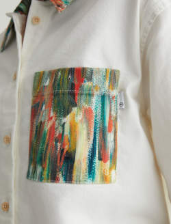 Aubrey Shirt Julien Green Multi/Julien Mix Art Project Relaxed Fit Button Up Crop WOMENS TOPS Photo 6