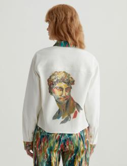 Aubrey Shirt Julien Green Multi/Julien Mix Art Project Relaxed Fit Button Up Crop WOMENS TOPS Photo 8
