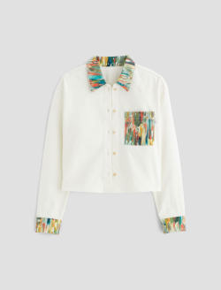 Aubrey Shirt Julien Green Multi/Julien Mix Art Project Relaxed Fit Button Up Crop WOMENS TOPS Photo 1