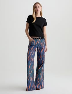 Adria Pant Painting Tiger Navy Low-Rise Wide Leg WOMENS BOTTOMS Photo 2