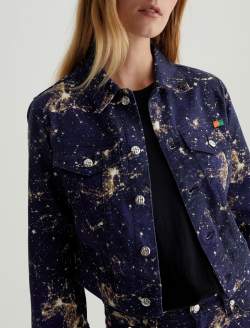Isa Jacket Cosmic Ray Golden Topaz Art Project Cropped Trucker Jacket WOMENS TOPS Photo 3