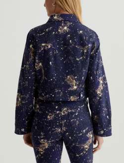 Isa Jacket Cosmic Ray Golden Topaz Art Project Cropped Trucker Jacket WOMENS TOPS Photo 8