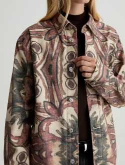 Vita SUD Shirt Jacket Tribal Square Sueded Relaxed Shirt Jacket WOMENS TOPS Photo 3