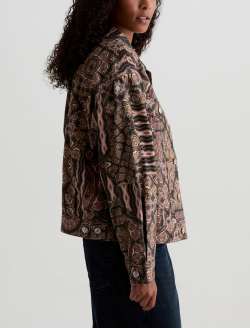 Haylee SUD Jacket Boho Patch Sueded Sateen Oversized Trucker WOMENS TOPS Photo 4
