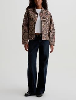 Haylee SUD Jacket Boho Patch Sueded Sateen Oversized Trucker WOMENS TOPS Photo 5