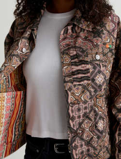 Haylee SUD Jacket Boho Patch Sueded Sateen Oversized Trucker WOMENS TOPS Photo 6