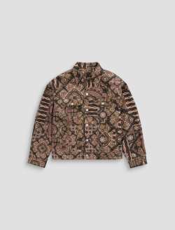 Haylee SUD Jacket Boho Patch Sueded Sateen Oversized Trucker WOMENS TOPS Photo 1