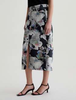 Ava Skirt SUD Flowers Sketch Art Project High-Rise Midi Skirt WOMENS BOTTOMS Photo 6