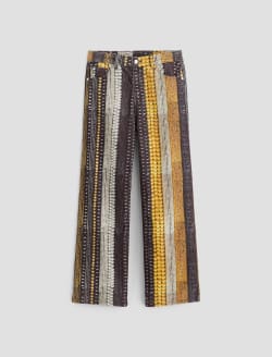 Saige Wide Leg Crop Corduroy Gold Stripe Mid-Rise Wide Leg WOMENS BOTTOMS Photo 1