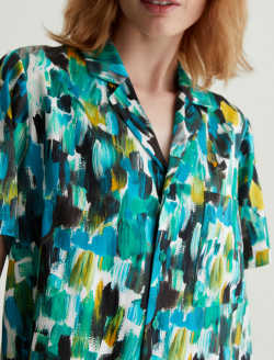 Whitley Camp Shirt Agrippa Mix Blue Multi Boxy Crop Top WOMENS TOPS Photo 3