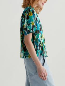 Whitley Camp Shirt Agrippa Mix Blue Multi Boxy Crop Top WOMENS TOPS Photo 4