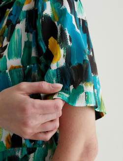 Whitley Camp Shirt Agrippa Mix Blue Multi Boxy Crop Top WOMENS TOPS Photo 6