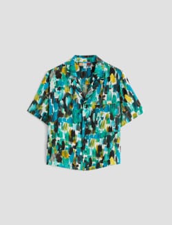 Whitley Agrippa Mix Blue Multi Art Project Short Sleeve Shirt WOMENS TOPS Photo 1