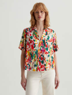 Whitley Venus Mix Red Multi Art Project Short Sleeve Shirt WOMENS TOPS Photo 2