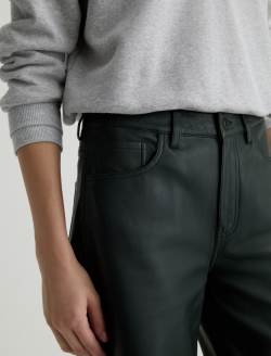 Saige Wide Leg Crop Leather Pant Dark Green Mid-Rise Ankle Fit WOMENS BOTTOMS Photo 4