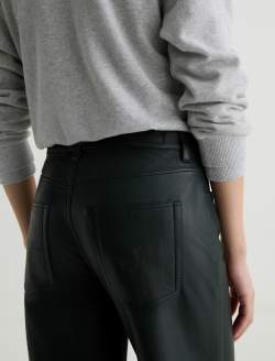 Saige Wide Leg Crop Leather Pant Dark Green Mid-Rise Ankle Fit WOMENS BOTTOMS Photo 7