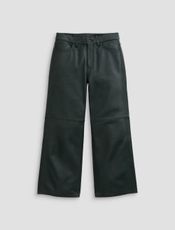 Saige Wide Leg Crop Leather Pant Dark Green Mid-Rise Ankle Fit WOMENS BOTTOMS Photo 1