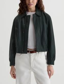 Lincoln Jacket Dark Green Leather Bomber WOMENS TOPS Photo 2