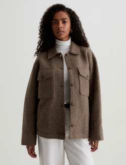 Zola Jacket Melange Stone Relaxed Shirt Jacket WOMENS TOPS Photo 2