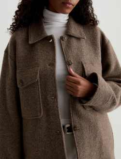 Zola Jacket Melange Stone Relaxed Shirt Jacket WOMENS TOPS Photo 3