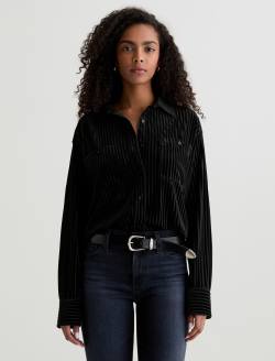Leny Velvet Super Black Relaxed Shirt WOMENS TOPS Photo 2
