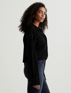 Leny Velvet Super Black Relaxed Shirt WOMENS TOPS Photo 4