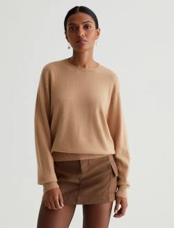 Gemma Crew Golden Camel Relaxed Crew Neck Cashmere Sweater WOMENS TOPS Photo 1