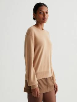 Gemma Crew Golden Camel Relaxed Crew Neck Cashmere Sweater WOMENS TOPS Photo 2