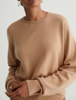 Gemma Crew Golden Camel Relaxed Crew Neck Cashmere Sweater WOMENS TOPS Photo 3