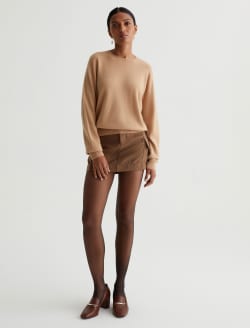 Gemma Crew Golden Camel Relaxed Crew Neck Cashmere Sweater WOMENS TOPS Photo 4