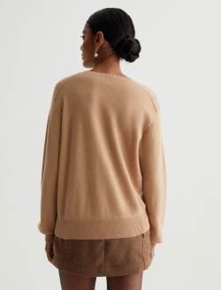 Gemma Crew Golden Camel Relaxed Crew Neck Cashmere Sweater WOMENS TOPS Photo 6