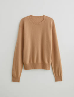 Gemma Crew Golden Camel Relaxed Crew Neck Cashmere Sweater WOMENS TOPS Photo 1