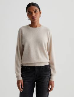 Gemma Crew Wheat Beige Relaxed Crew Neck Cashmere Sweater WOMENS TOPS Photo 1