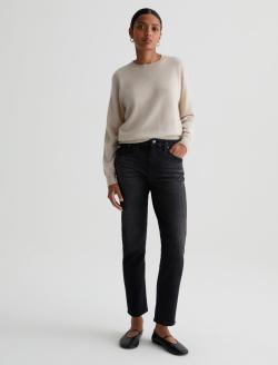 Gemma Crew Wheat Beige Relaxed Crew Neck Cashmere Sweater WOMENS TOPS Photo 4