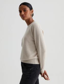 Gemma Crew Wheat Beige Relaxed Crew Neck Cashmere Sweater WOMENS TOPS Photo 5