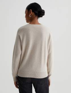 Gemma Crew Wheat Beige Relaxed Crew Neck Cashmere Sweater WOMENS TOPS Photo 6