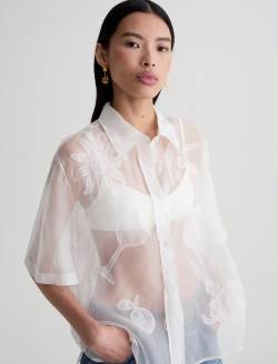 Emma Shirt Tipsy Sun Relaxed Silk Organza Short Sleeve WOMENS TOPS Photo 3