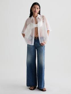 Emma Shirt Tipsy Sun Relaxed Silk Organza Short Sleeve WOMENS TOPS Photo 5