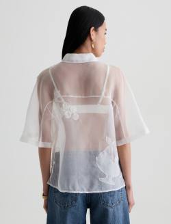 Emma Shirt Tipsy Sun Relaxed Silk Organza Short Sleeve WOMENS TOPS Photo 8