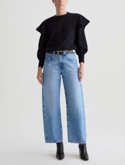 Cecilia Sweatshirt True Black Ruffle Sleeve Crew Neck Sweatshirt WOMENS TOPS Photo 4