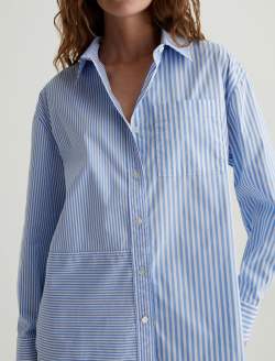 Addison Shirt Stripe Mix Blue Multi Relaxed Button-Up Shirt WOMENS TOPS Photo 3
