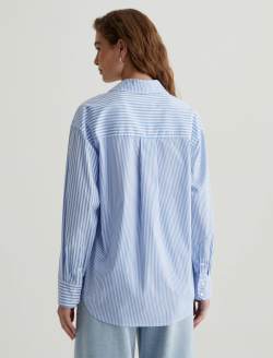 Addison Shirt Stripe Mix Blue Multi Relaxed Button-Up Shirt WOMENS TOPS Photo 8