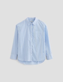 Addison Shirt Stripe Mix Blue Multi Relaxed Button-Up Shirt WOMENS TOPS Photo 1