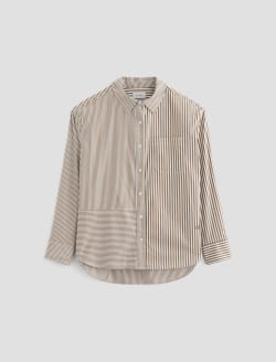 トップス araki raglan lonT 24ss 24/7 Light Grey Striped Long-sleeve V-Neck Tee